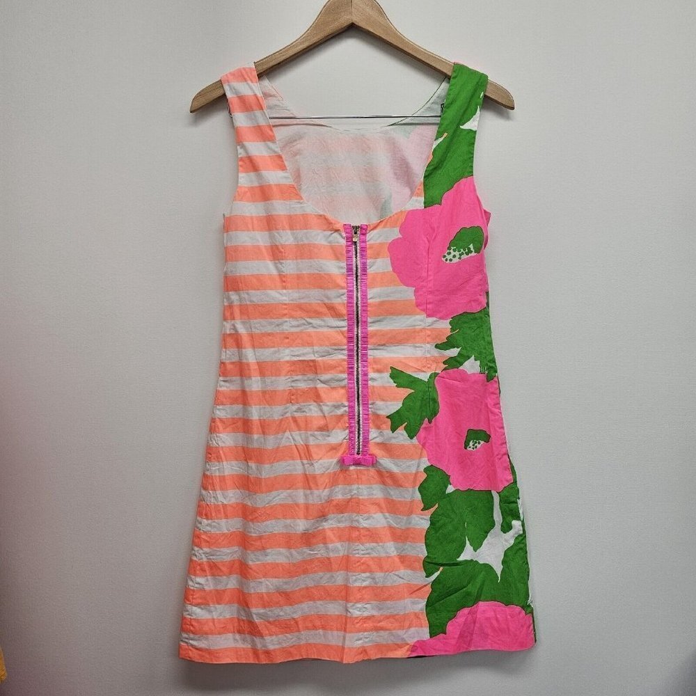 Lilly Pulitzer Sleeveless Delia Dress Sz 4 Sunrise Orange Wild Flowers Sweet Tea - Picture 2 of 10